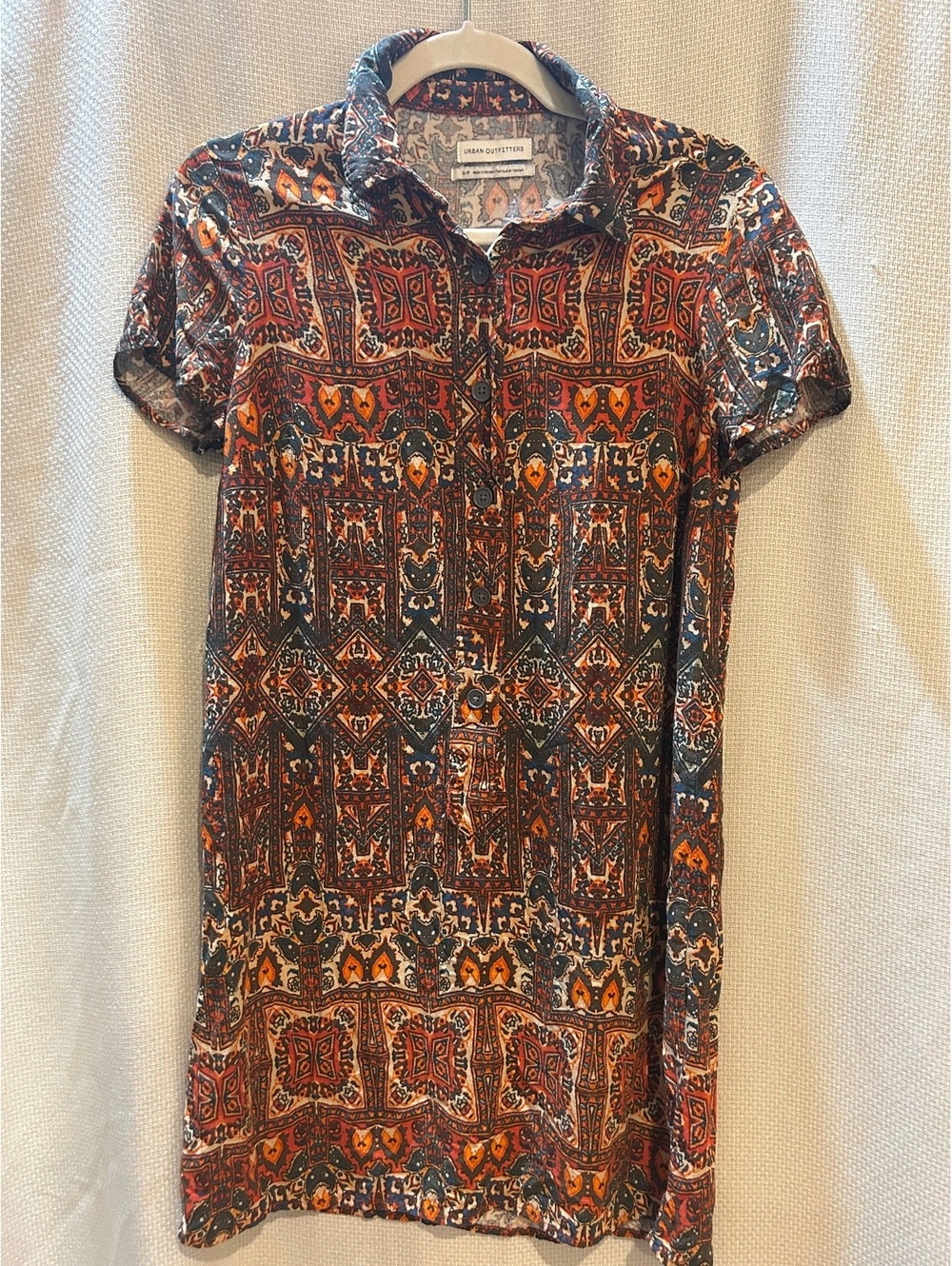 Urban Outfitters Women's Short Sleeve Button-Up Dress Size S-P with Multicolor V